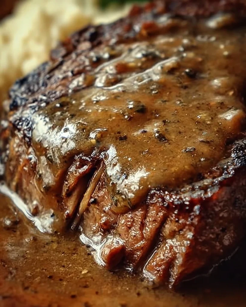 Amish Poor Man's Steak served with fresh herbs and vegetables