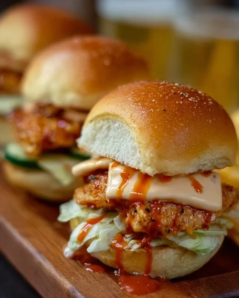 Delicious Bang Bang Chicken sliders served on a platter