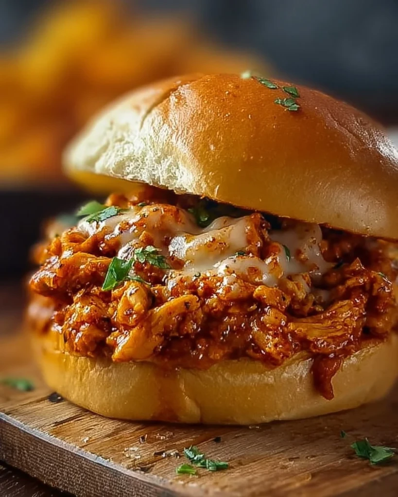 Delicious Cajun Chicken Sloppy Joes served on a bun with toppings