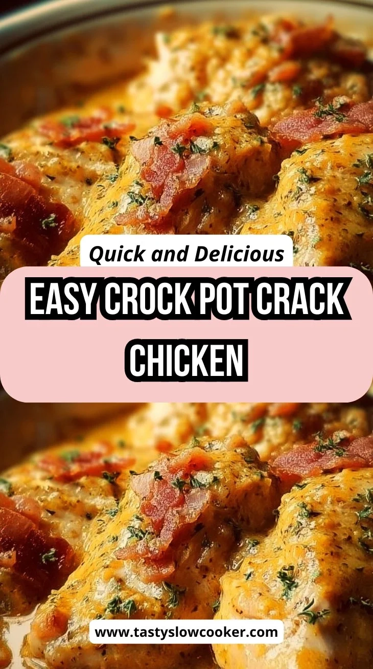 Creamy Easy Crock Pot Crack Chicken in a slow cooker with toppings