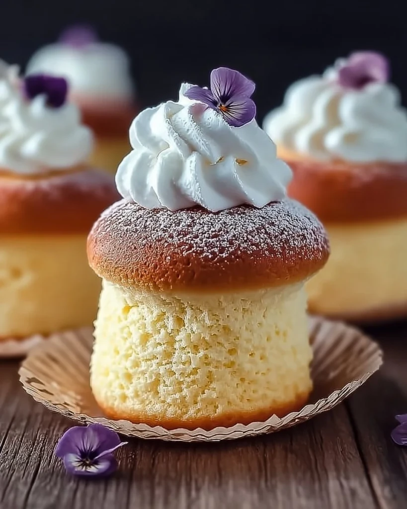 Fluffy Japanese Cotton Cheesecake Cupcakes decorated for a party