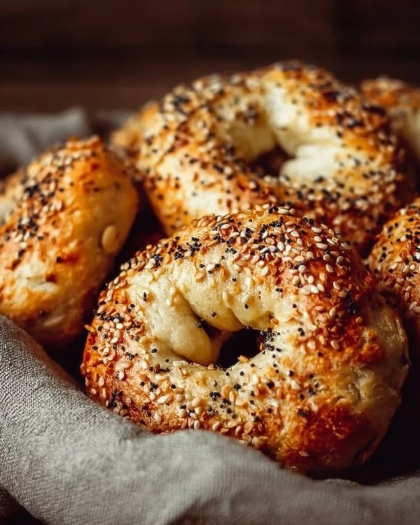 Delicious Greek Yogurt Bagels on a wooden table, perfect for breakfast.