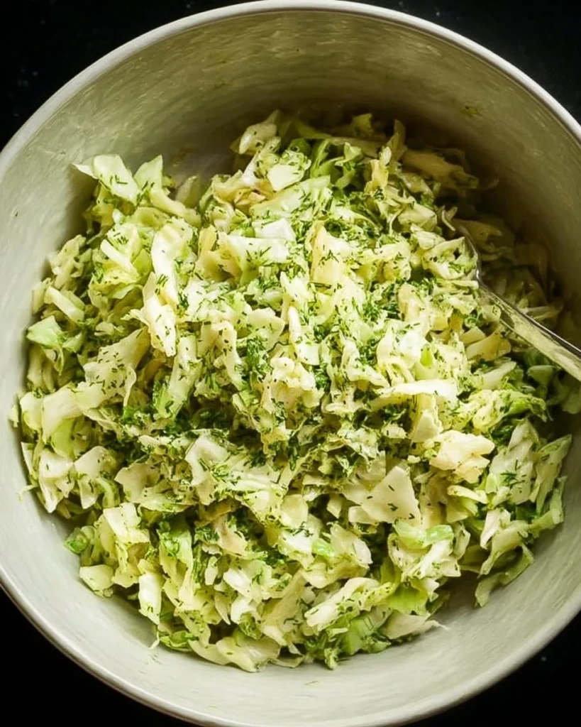 Fresh Green Goddess Cabbage Salad with avocados and herbs