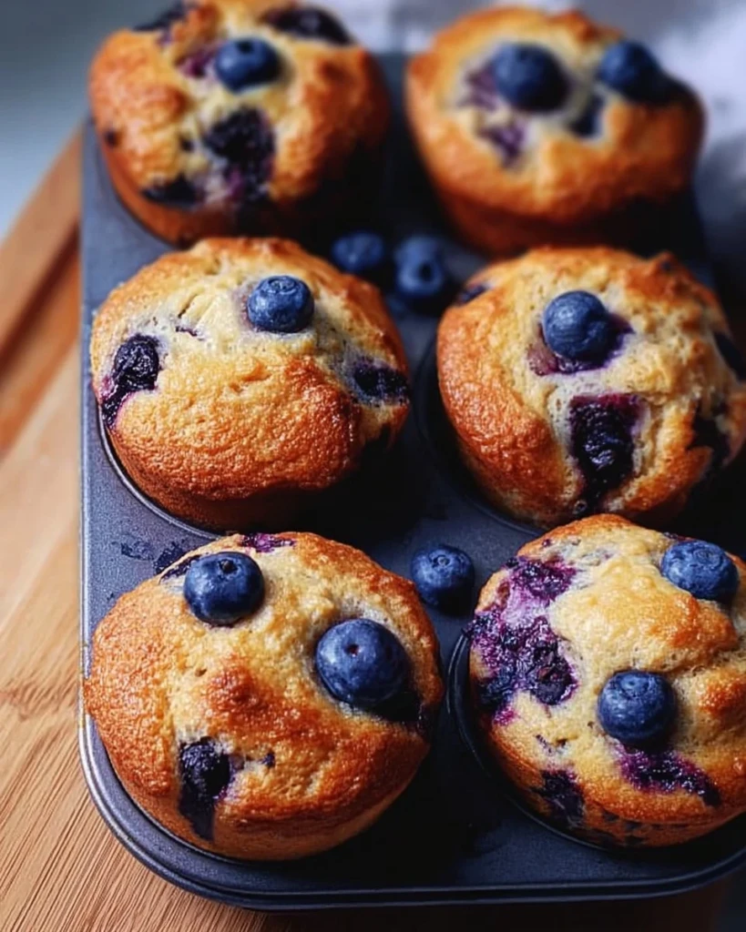 A batch of hearty blueberry protein muffins on a cooling rack.