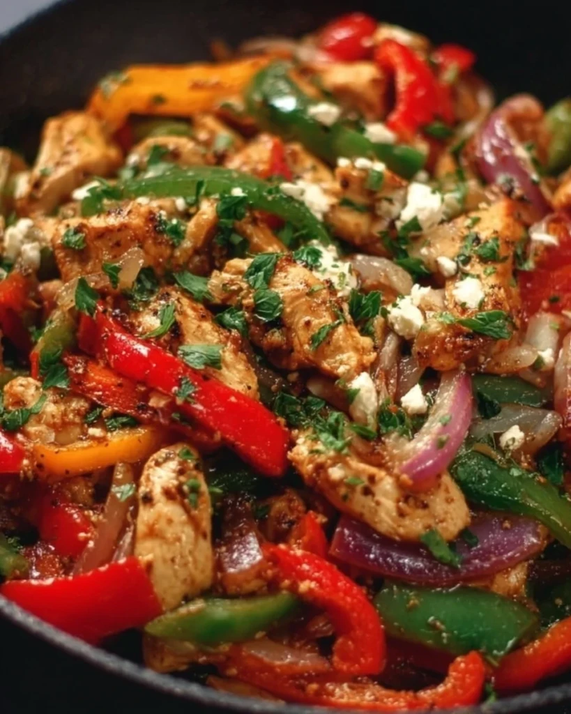 Colorful Mediterranean Chicken Stir Fry with fresh vegetables and herbs