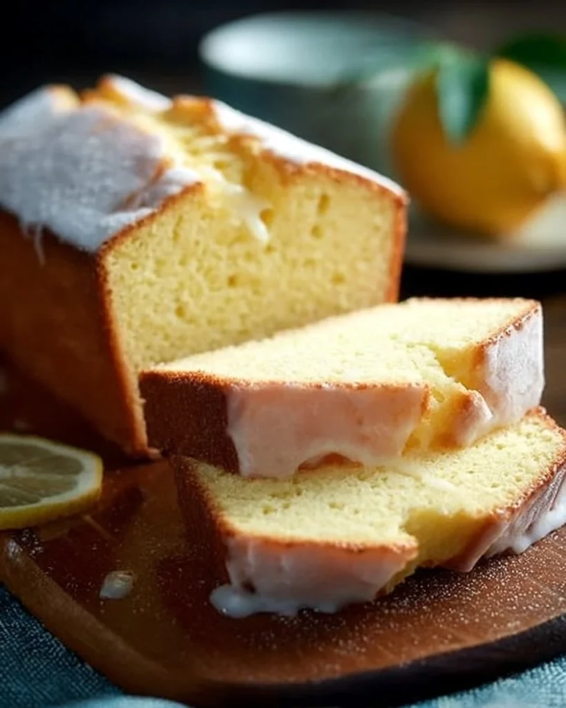 Freshly baked Meyer Lemon Pound Cake with a citrus glaze