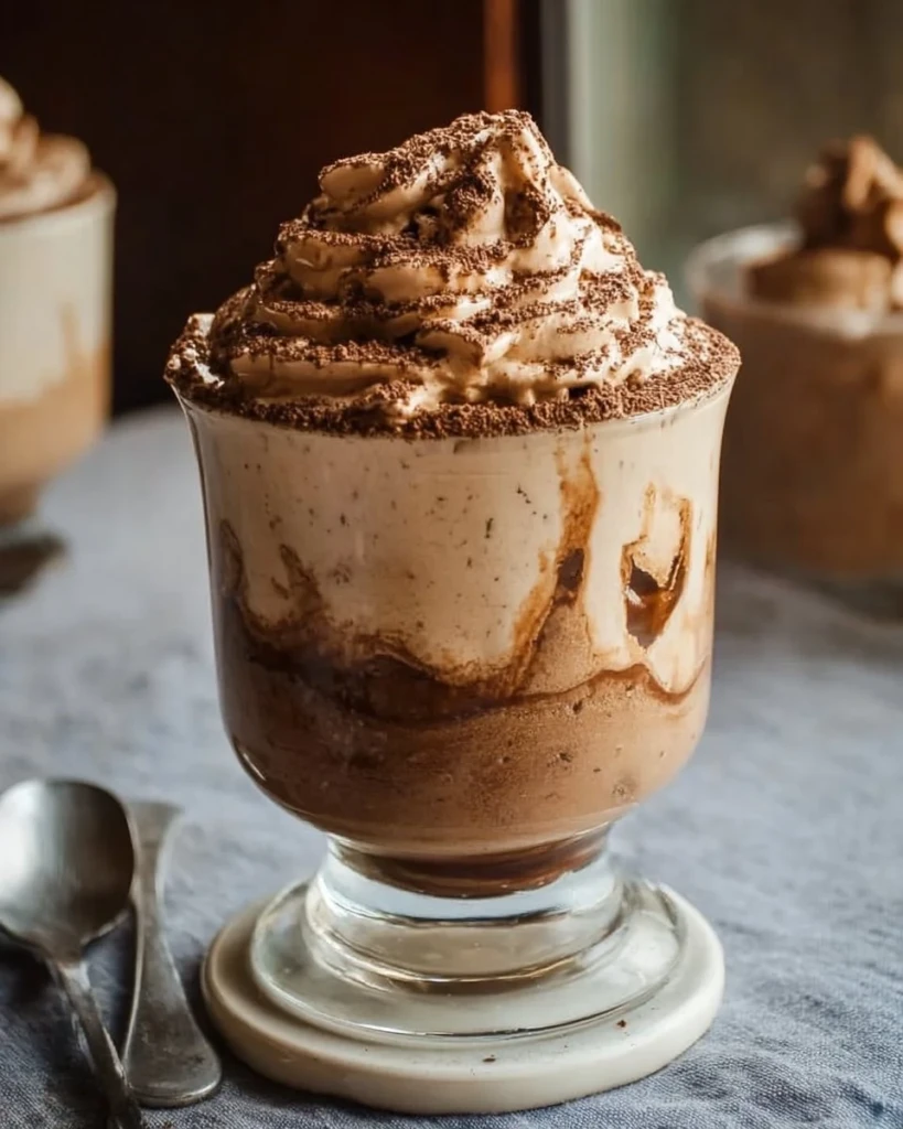 Ninja Creami Mocha Espresso Protein Ice Cream topped with chocolate shavings