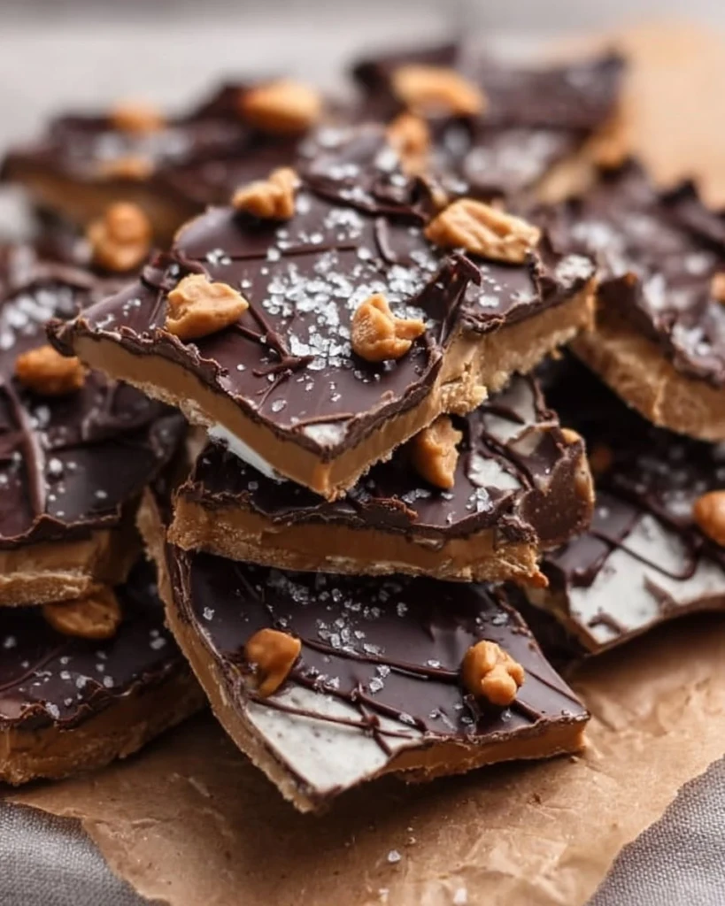 Peanut Butter Chocolate Greek Yogurt Bark topped with nuts and chocolate drizzle