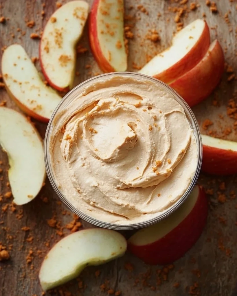 Peanut Butter Yogurt Dip served with apple slices
