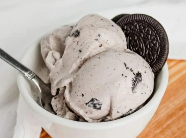 Protein Cookies and Cream Ninja Creami Ice Cream dessert in a bowl