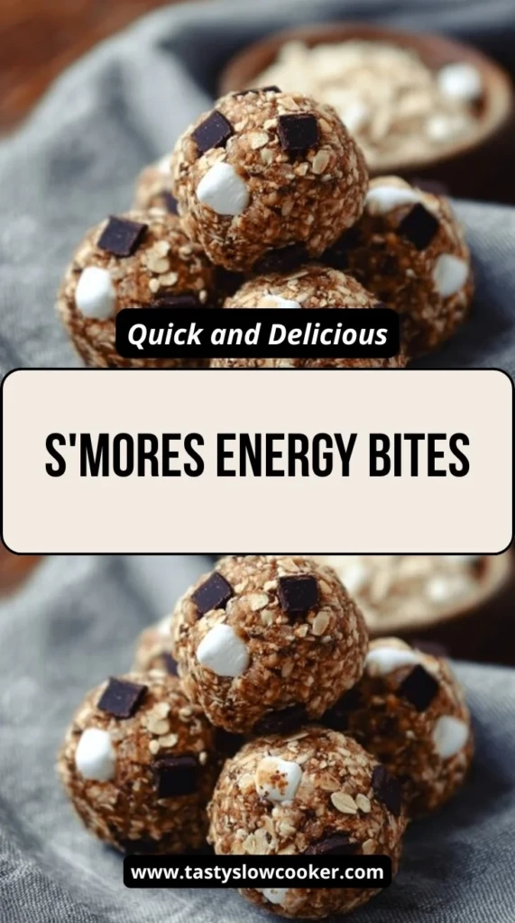 Delicious S'mores Energy Bites made with chocolate, graham crackers, and marshmallows