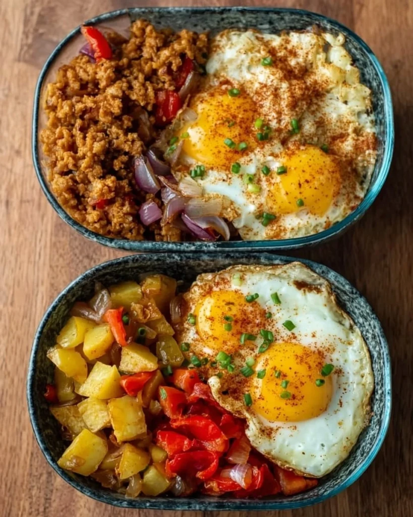 Delicious Tex-Mex Breakfast Bowls with eggs, beans, and fresh toppings