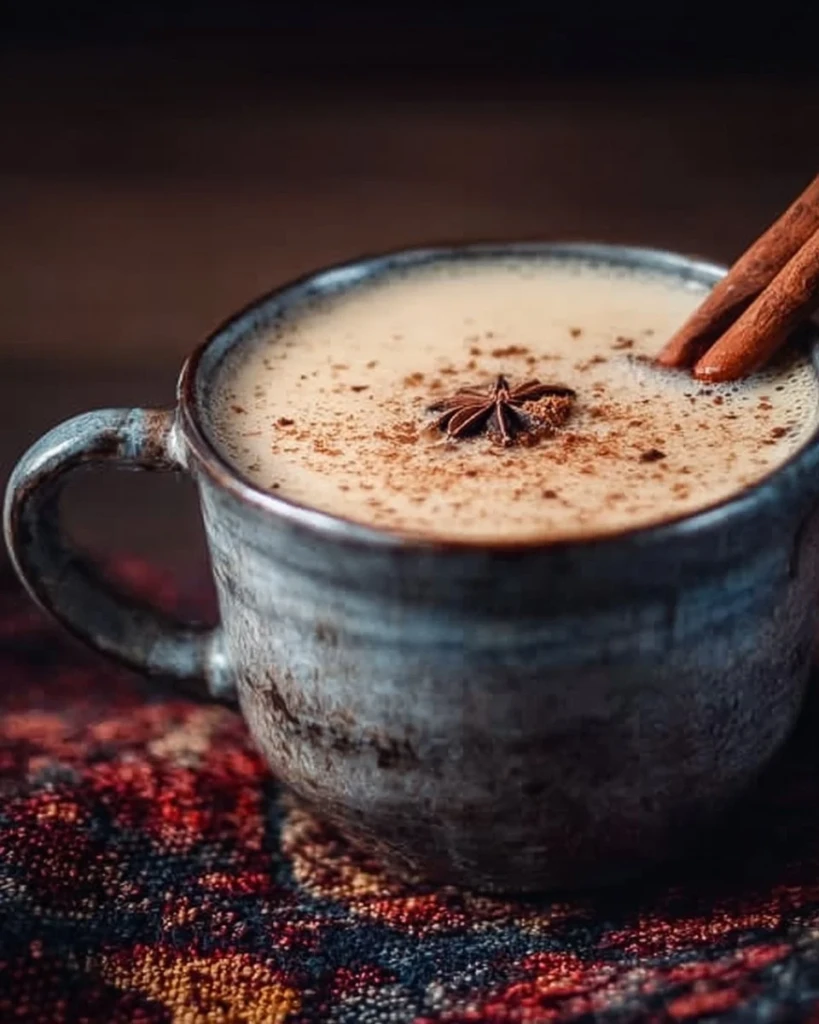 Creamy Vanilla Chai Tea Latte with spices and vanilla flavor