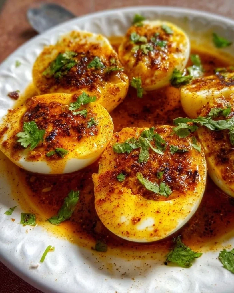 Delicious Cajun boiled eggs cooked in a viral TikTok recipe