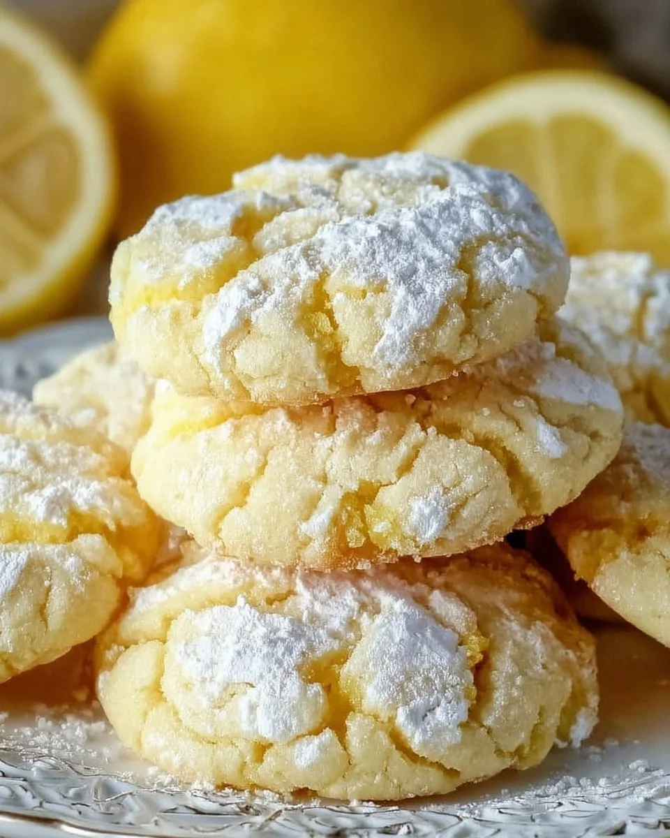 Delicious lemon gooey butter cookies on a white plate