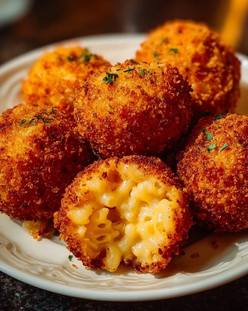 Crispy air fryer macaroni cheese balls served with dipping sauce
