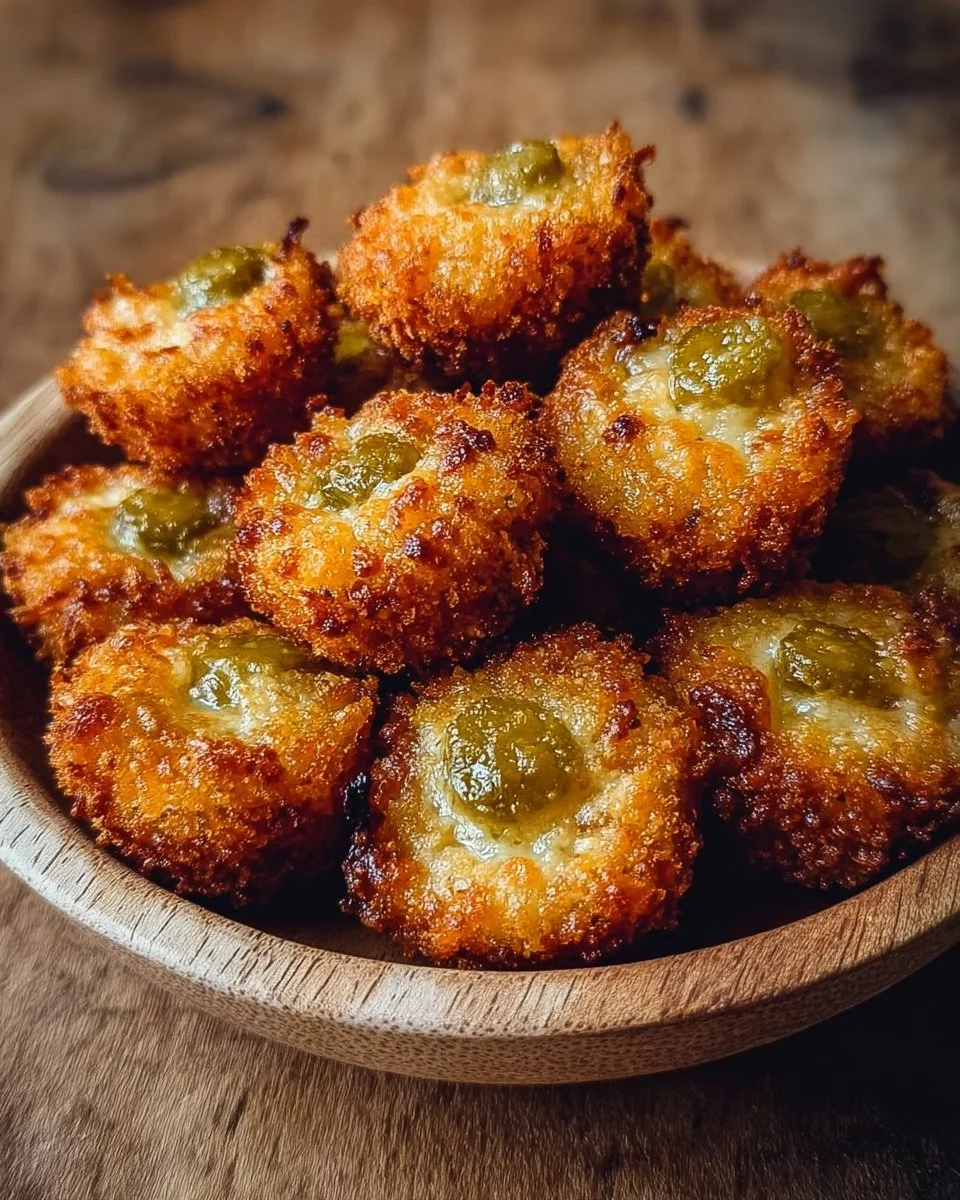Crispy pickle cheese bites served as a delicious snack