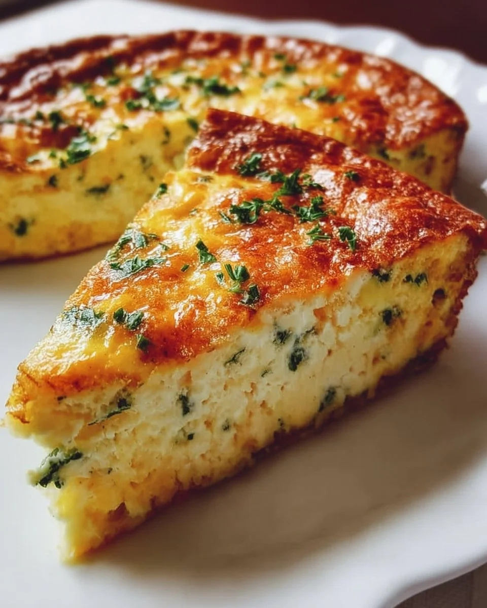 Delicious crustless quiche with fresh vegetables and cheese