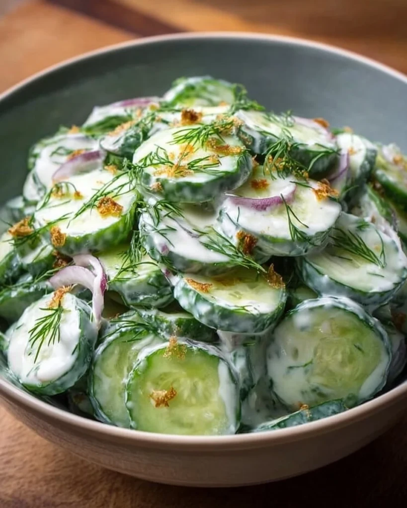 Cucumber Ranch Salad with fresh cucumbers and creamy ranch dressing