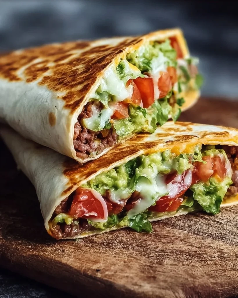 Homemade keto crunchwraps filled with fresh ingredients and cheese