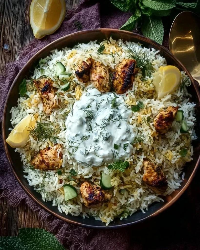 Delicious Chicken Tzatziki Rice ready for an effortless meal