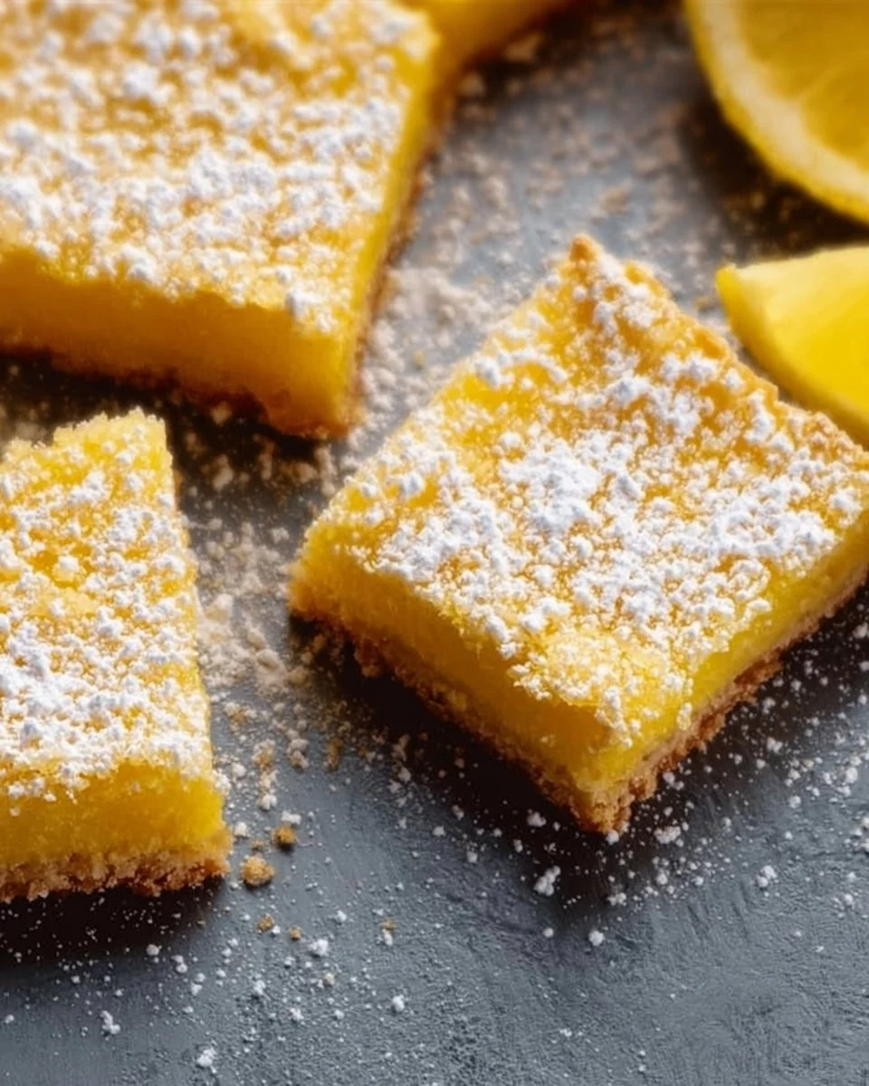 Delicious homemade lemon squares fresh from the oven, a perfect dessert treat.