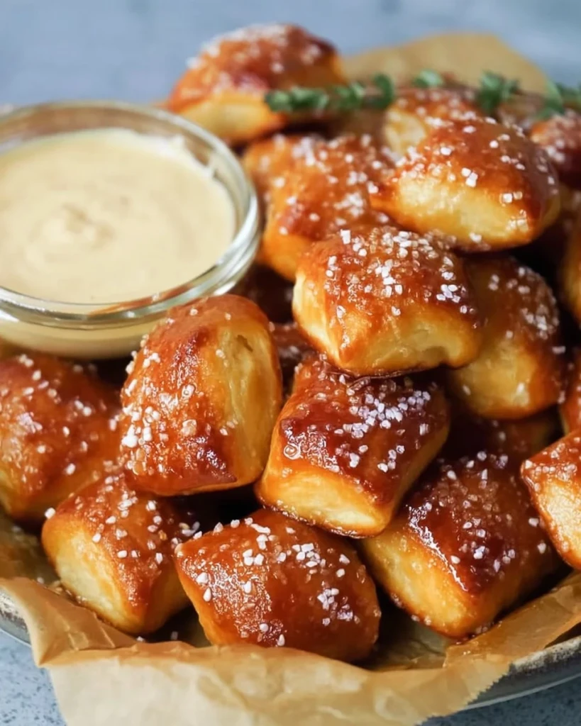 Gameday 3-Ingredient Pretzel Bites on a plate for snacking