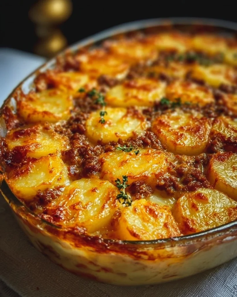 Delicious Hamburger Potato Casserole served in a bowl