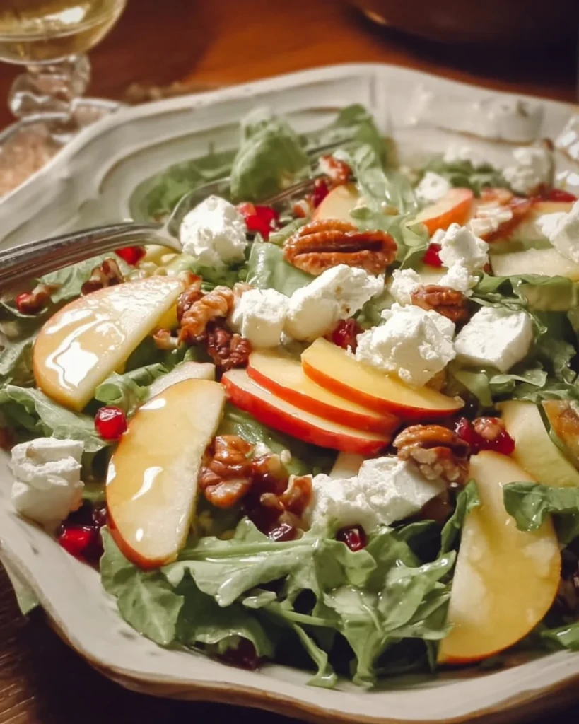 Honeycrisp Apple and Feta Salad in a bowl, fresh ingredients