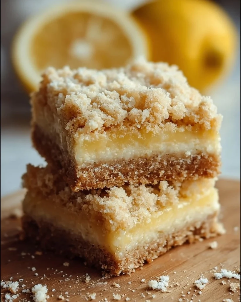Delicious Lemon Crumb Bars with a buttery crust and zesty lemon filling