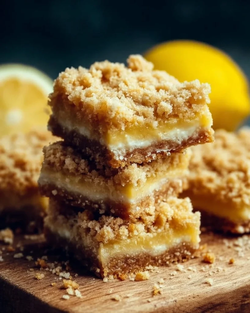 Delicious lemon crumb bars with a buttery crumb crust and tangy lemon filling