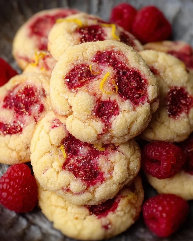 Delicious homemade Lemon Raspberry Cookies on a plate