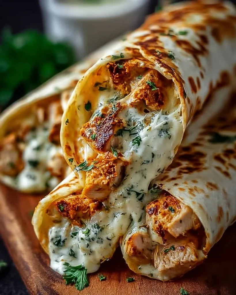 Low Carb Cheesy Garlic Chicken Wraps deliciously prepared with garlic and cheese