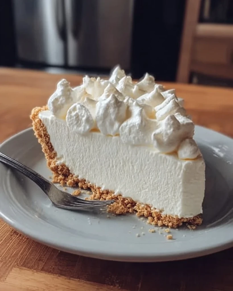 Delicious Marshmallow Whip Cheesecake topped with whipped cream and chocolate shavings.