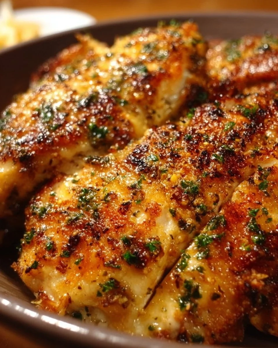 Plate of melt-in-your-mouth chicken served with herbs and spices
