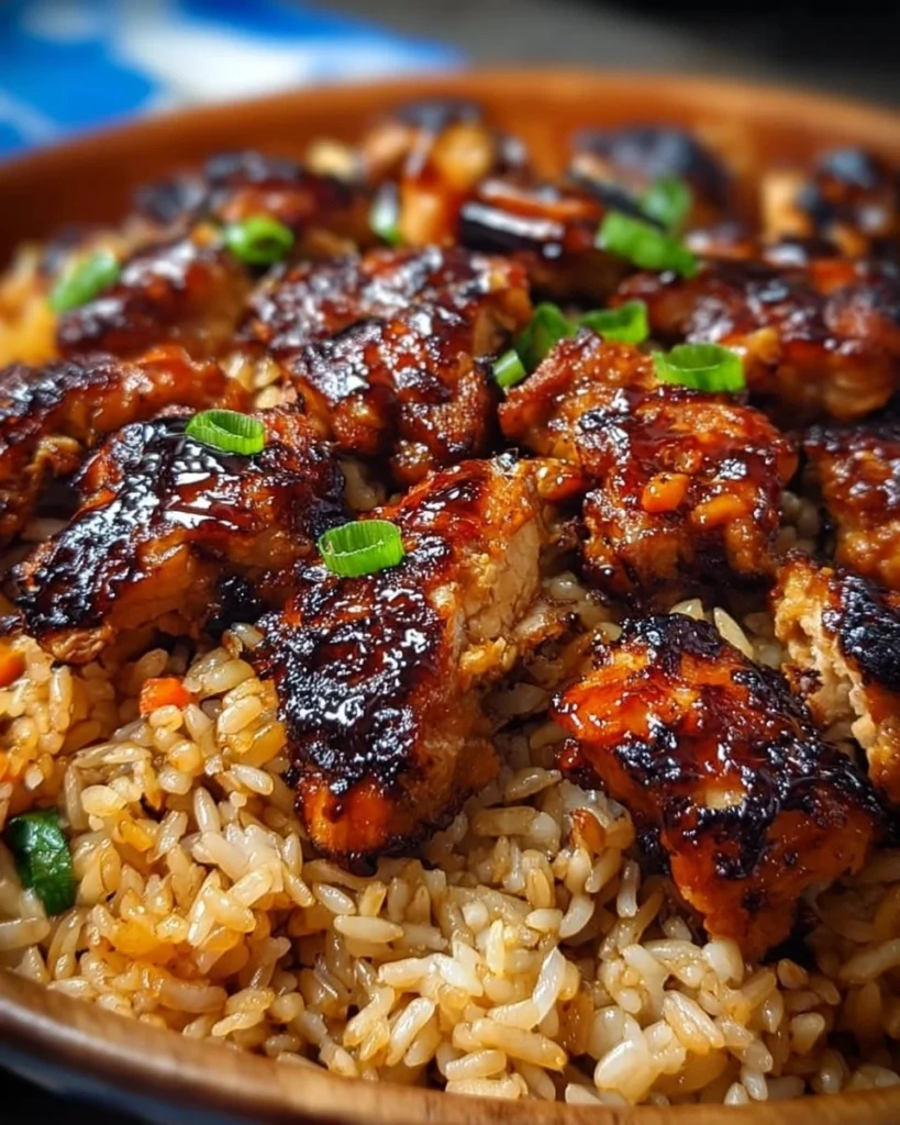 One-Pan Bold Honey BBQ Chicken Rice dish with vibrant colors and tasty ingredients.