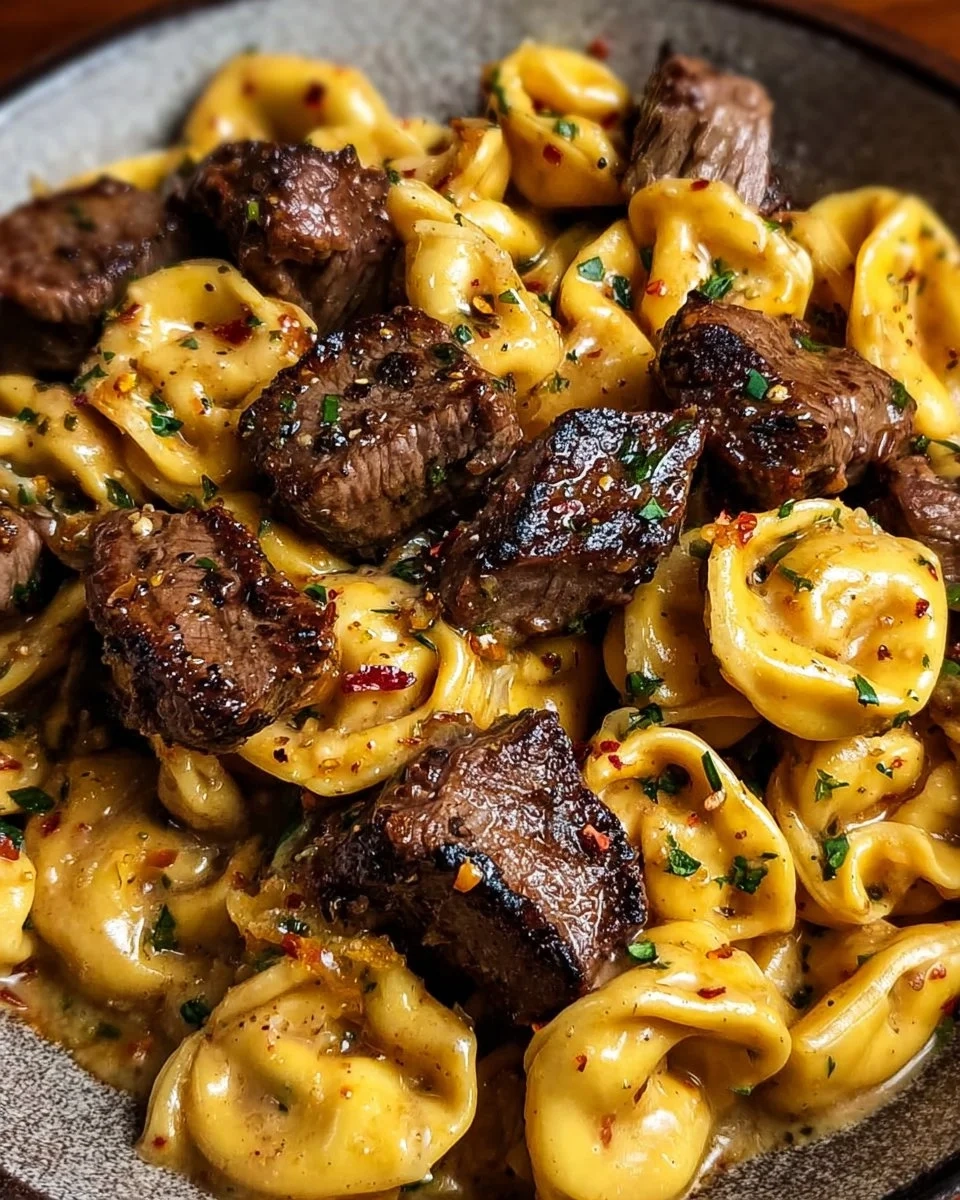 One-Pan Cowboy Butter Tortellini with steak bites