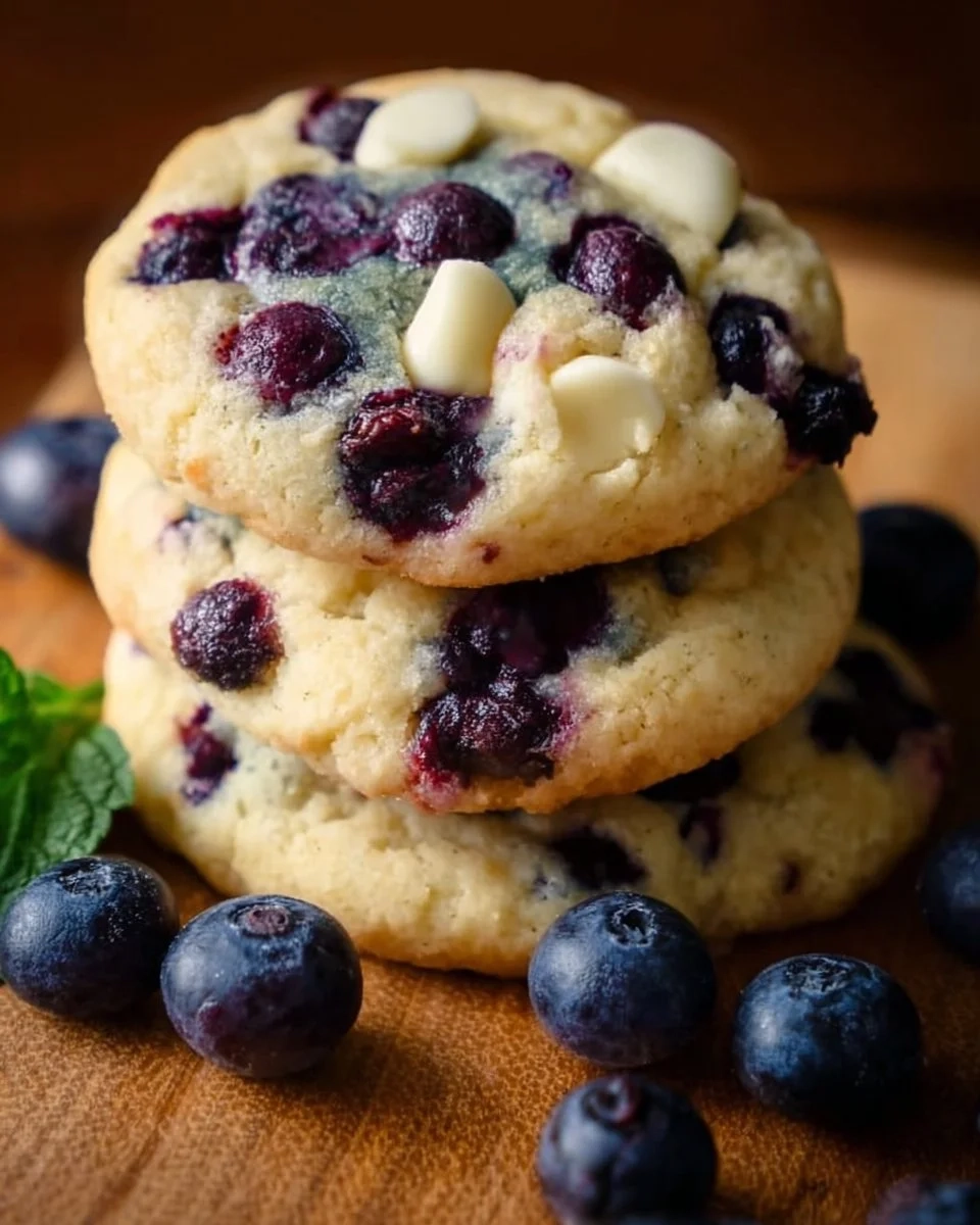Perfect blueberry cheesecake cookies with creamy filling and fresh blueberries
