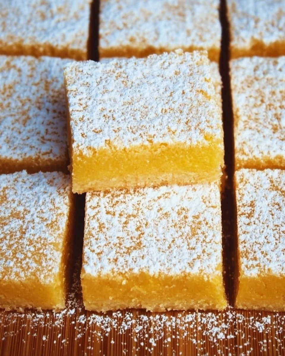 Delicious super easy lemon bars on a plate, showcasing their bright yellow color.
